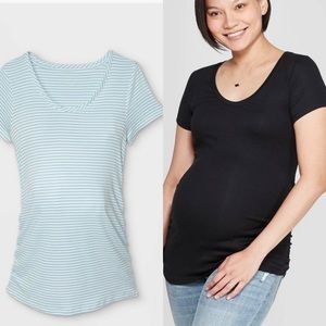 2 NWT Isabel Maternity Short Sleeve Tee Shirt Tops